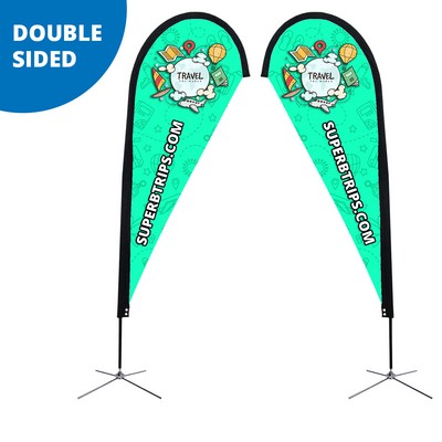 9' Teardrop Flag - Double Sided w/Chrome Base (Medium)