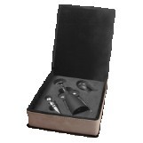 Gray Leatherette 3-Piece Wine Tool Gift Set