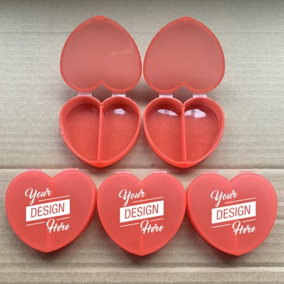 Heart Shape 2 Compartments Pill Cases