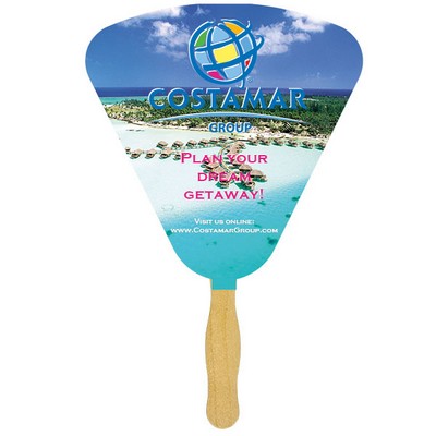 Seashell Glued Hand Fan (1 Side/ Four Color Process Imprint)