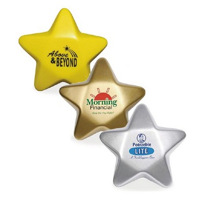 Gold Silver PU Star Shaped Stress Reliever w/Custom Logo