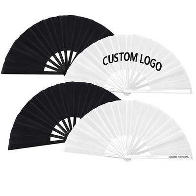 Large Plastic Frame Folding Silk Hand Fan