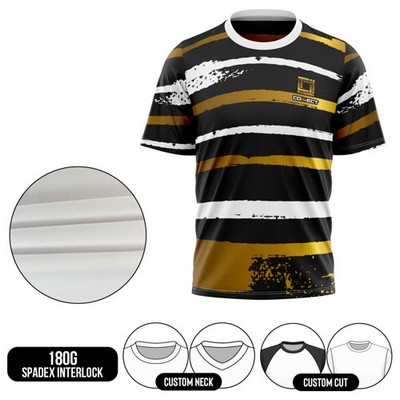 Unisex and Kids' Full Sublimation Short Sleeve T-Shirt - 2-Way Stretch Performance Interlock