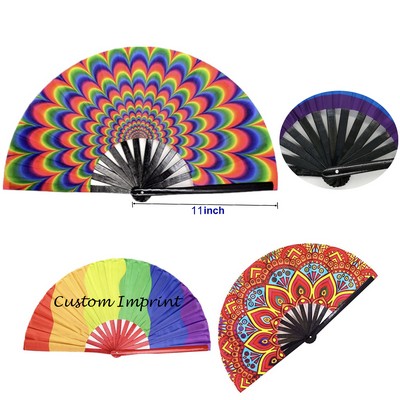 Big 11" Bamboo Ribs Fabric Folding Kung Fu Clack Fan