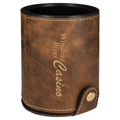 Rustic/Gold Laserable Leatherette Dice Cup with 5 Dice