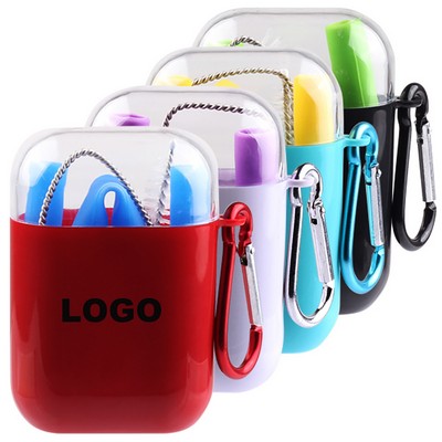 Eco-friendly Silicone Fold & Store Straws with Carry Case Set