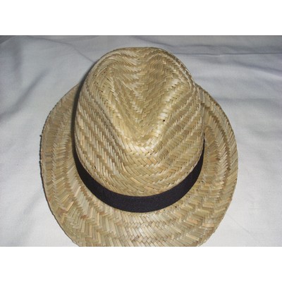 Black Fritten Straw Hat