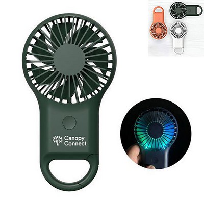 Rechargeable handheld fan with Carabiner USB Mini Fan with Colorful Light