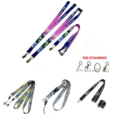 3/4" Full Color Sublimation Lanyard w/Safety Breakaway