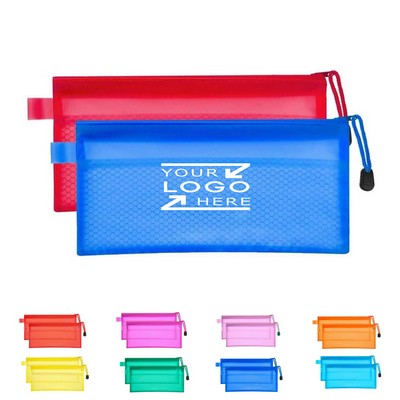 Waterproof Plastic Double Layer Zipper Pencil Pouch