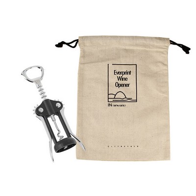 Premium Wing Corkscrew bottle opener with Linen Pouch