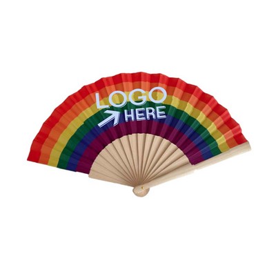 Wood Fabric Hand Fan