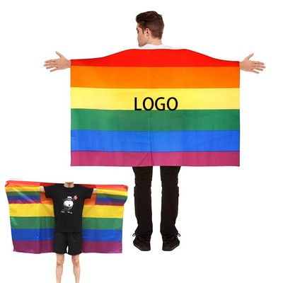 59" LGBT Pride Rainbow Polyester Lightweight Wearable Flag Cape