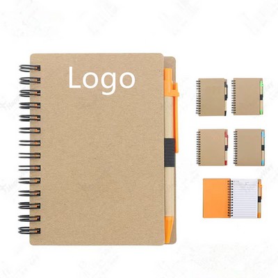 Kraft Paper Spiral Notebook With Pen