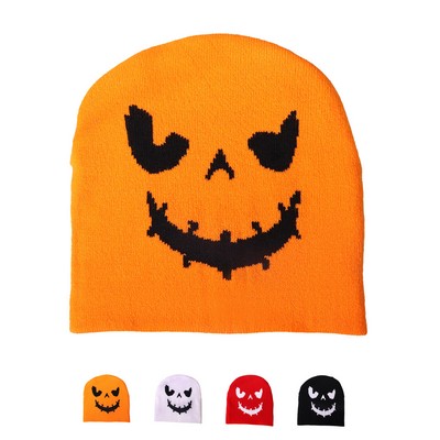 Funny Pumpkin Face Knit Beanie Hat