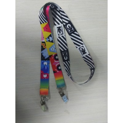 3/4" Full Color Dye-Sublimated Lanyard W/ Double Bulldog Clip