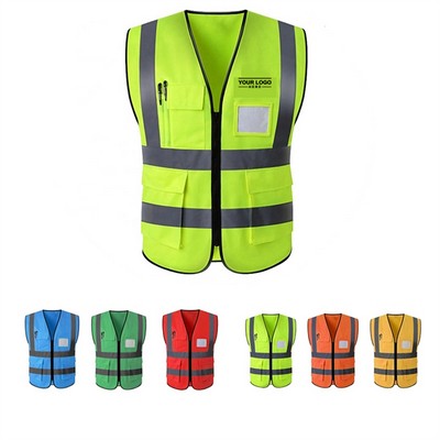 Hi-Vis Reflective Safety Vest Jacket with Zipper