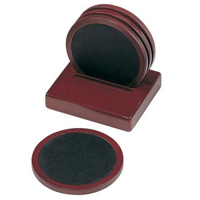 Four-Piece Rosewood Finish Coaster Set