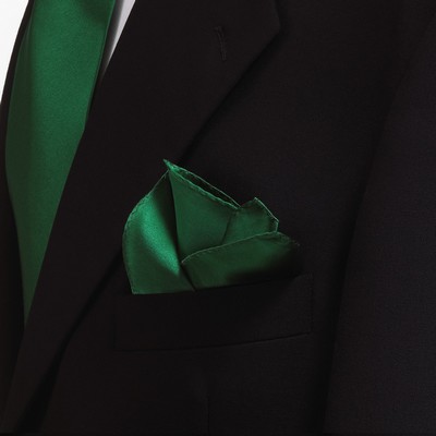 Kelly Green Polyester Pocket Square