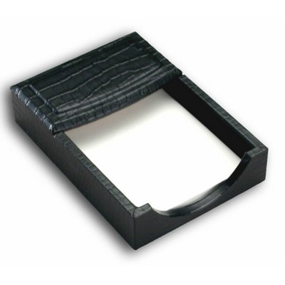 Crocodile Embossed Black Leather Memo Holder (4"x6")