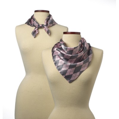 Pink Argyle Silk Scarf (21"x21")