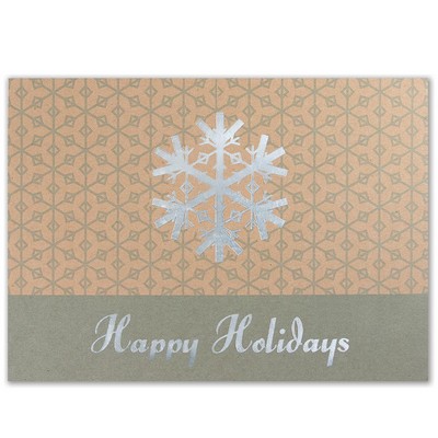 Premium-Green w/Silver Snowflake Holiday Greeting Card (5"x7")