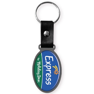 Vibraprint® Bright Silver Oval Key Tag (1-3/4")