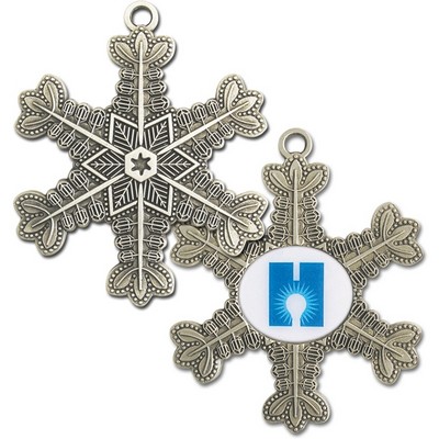 Pewter ColorQuick Imprinted Snowflake Ornament w/Center Star