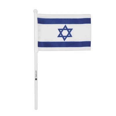 4"x6" Israel Flag With Black Plastic Pole & Gold Spear - Israeli Flag