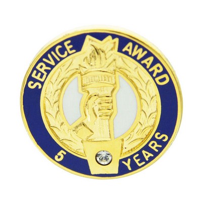 ¾" 5 Years of Service w/Swarovski Crystal Stone Award Pin