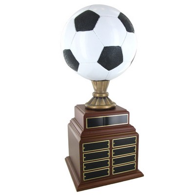 19" Painted Resin Soccer Perpetual Trophy w/8½" Painted Ball