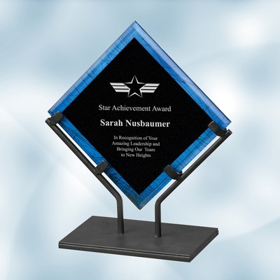 Blue Galaxy Acrylic Plaque Award w/Iron Stand (Large)