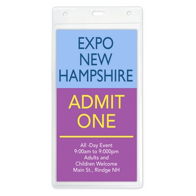 Vertical Large Event-Size Clear Vinyl Badge Holders, 4.13" x 8.13"