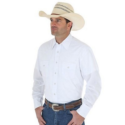 Wrangler® Men's White Sport Western Basics Long Sleeve Shirt