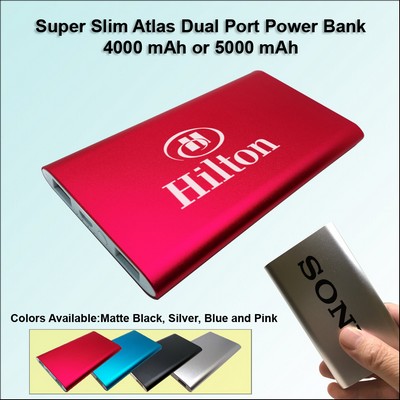 Super Slim Atlas Power Bank Dual Ports - 5000 mAh - Pink