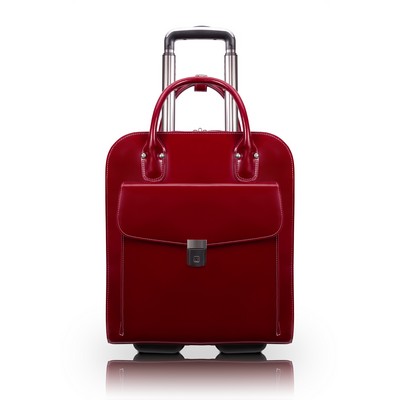 UPTOWN | 15" Red Leather Vertical Wheeled Laptop Case | McKleinUSA