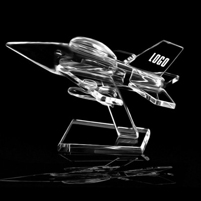 3 1/8" x 2 3/4" x 2 3/4" Crystal Air Plane Award