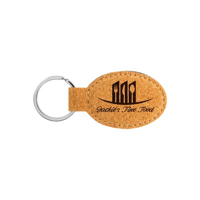 Cork Oval Keychain