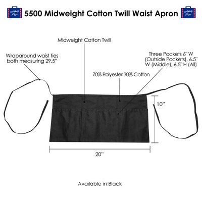 Midweight Cotton Twill Waist Apron