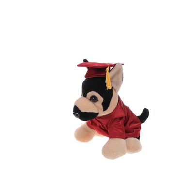 soft plush German Shepard with graduation cap &gown