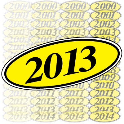 Yellow & Black Year Model Oval Decals (Set of 12)