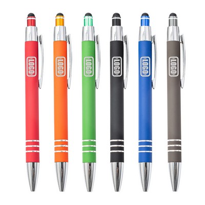 Laser Engraved Soft Touch Coated Metal Stylus Pen