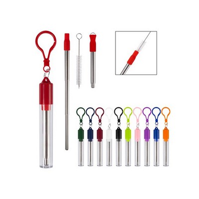 Collapsible Stainless Steel Straw Kits with Plastic Case