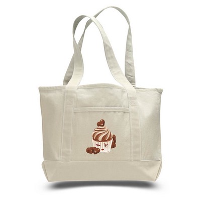 Natural Canvas Tote Bag w/Interior Zipper Pocket - Full Color Transfer (18.5"x12"x5.5")