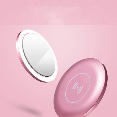 Handheld Travel LED Makeup Mirror Wireless Charger