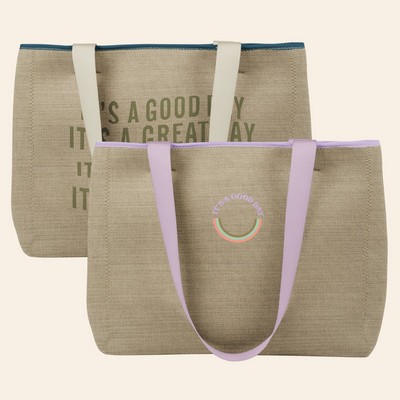 Large Burlap Neoprene All Day Tote