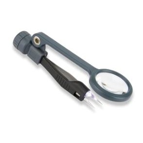 Carson® Lighted Magnigrip™ Magnifier w/Precision Tweezers