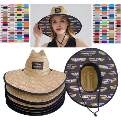 Straw Hat with Full Color Patch & Underneath - MOQ 25 & 120 Different Colors