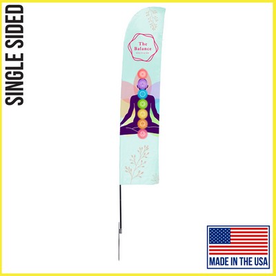 13ft Single Sided Premium Straight Flag with Spike Base - Made in the USA