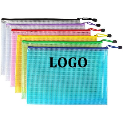 A4 Waterproof Mesh Zipper Pouch Document Bag